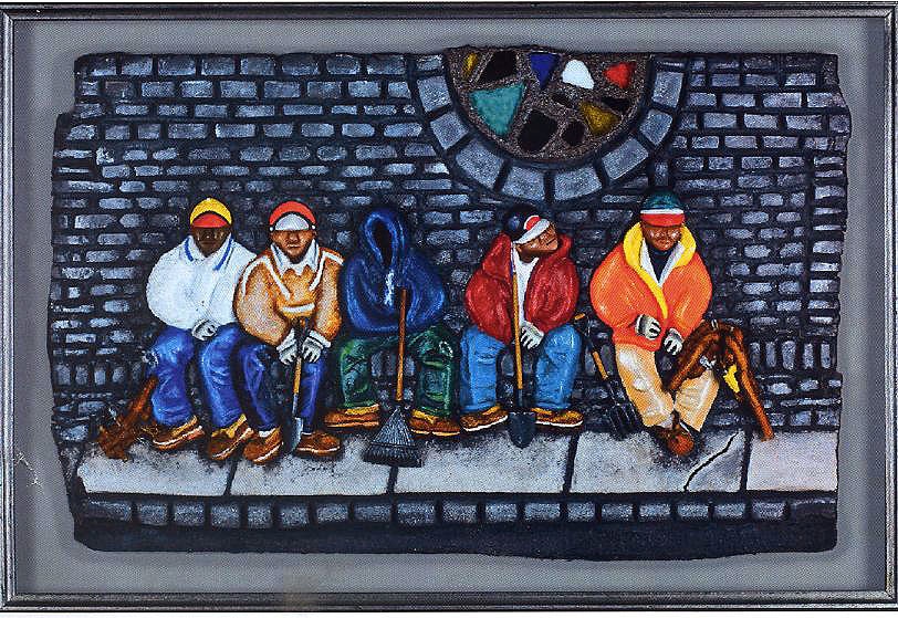 'Waiting Game,' by Morristown artist Ron Ritzie. he donated a print of the painting to the Pathways to Work program at the Neighborhood House. Photo by Bill Lescohier